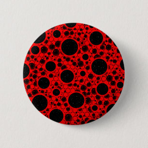 Badge Rond 5 Cm Space Bubble Spots - Rouge