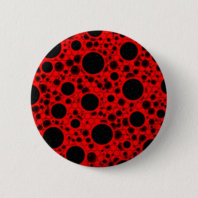 Badge Rond 5 Cm Space Bubble Spots - Rouge (Devant)