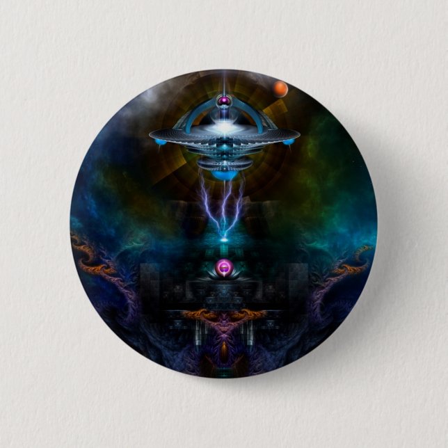 Badge Rond 5 Cm Space Station Ansarious Fractal Art (Devant)