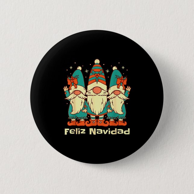 Badge Rond 5 Cm Spanish Christmas Gnomes Feliz Navidad  (Devant)
