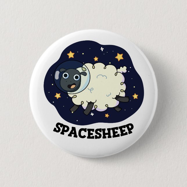 Badge Rond 5 Cm Spatial Sheep Funny Astronaut Pun (Devant)