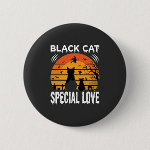 Badge Rond 5 Cm Spécial Chat Noir Halloween Amour Design Gothique