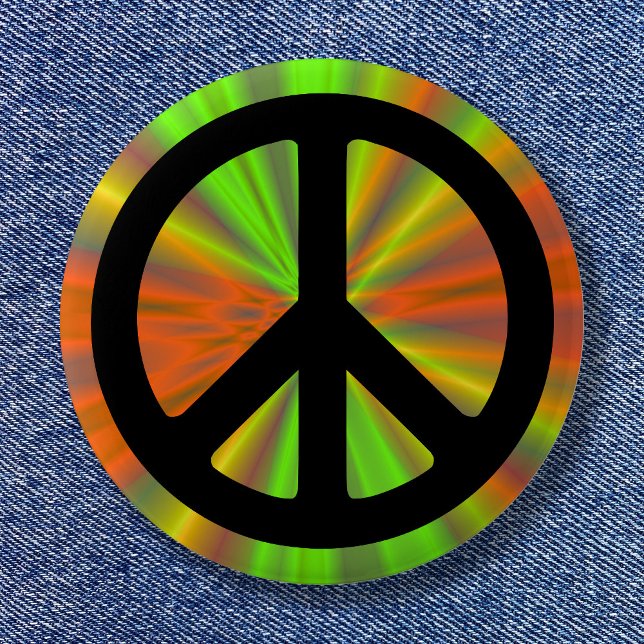 Badge Rond 5 Cm Spectacle lumineux avec signe de paix (Light Show with Peace Sign Button)