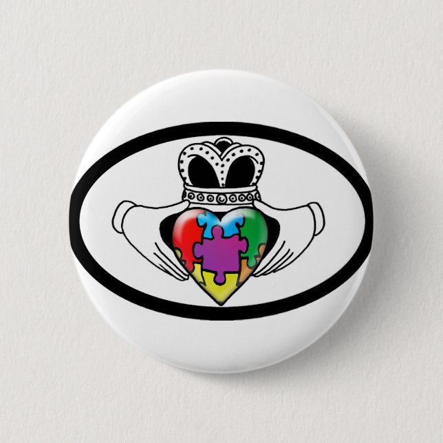 Badge Rond 5 Cm Spectre Claddagh (Devant)