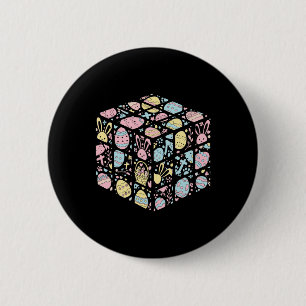 Badge Rond 5 Cm Speed Cube Bunny Oeuf de Pâques Jour de Pâques Gar