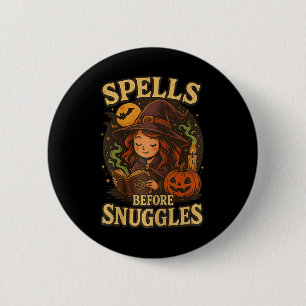 Badge Rond 5 Cm Spells avant les coups sorcier Halloween Lecture F
