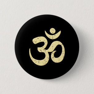 Badge Rond 5 Cm Sphère riche symbole Om Omkar Aum spirituel Yoga M