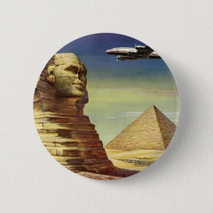 Badge Rond 5 Cm Sphinx vintage de Gizeh, Pyramides d'Egypte