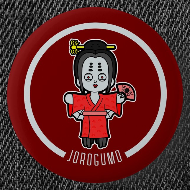 Badge Rond 5 Cm Spider Lady Jorogumo | Yokai japonais (Spider Lady Jorogumo Yokai Can Badge- Detail View)
