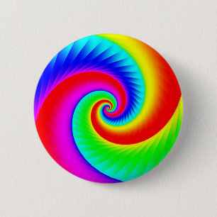 Badge Rond 5 Cm Spirale arc-en-ciel classique