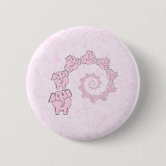 Badge Rond 5 Cm Spirale des éléphants roses. Fond rose