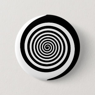Badge Rond 5 Cm Spirale hypnotique noire et blanche