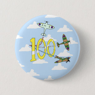 Badge Rond 5 Cm Spitfires 100th Birthday (Ciel bleu)