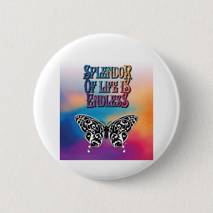 Badge Rond 5 Cm Splendeur de vie avec papillon
