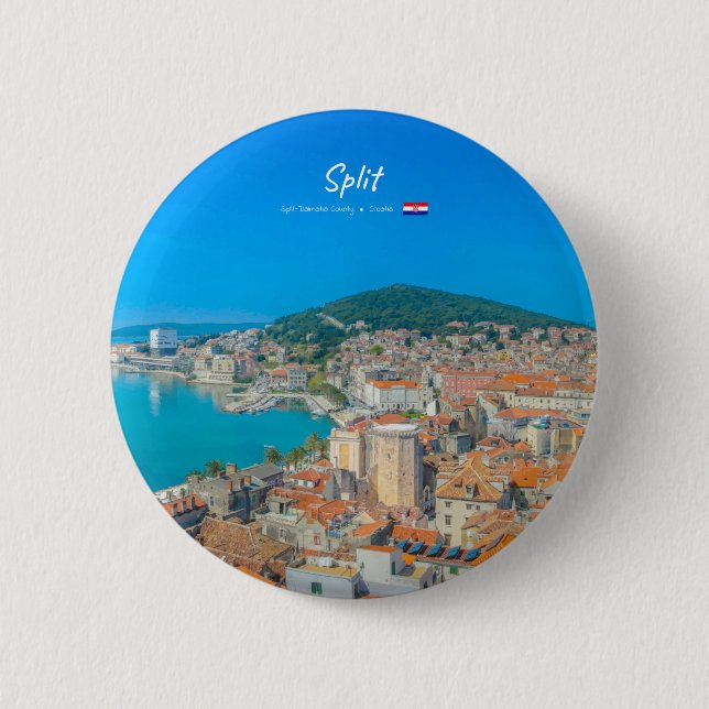 Badge Rond 5 Cm Split, Croatie - Ville côtière (Devant)