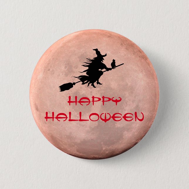 Badge Rond 5 Cm Spooky  Full Moon Witch Pin Button (Devant)