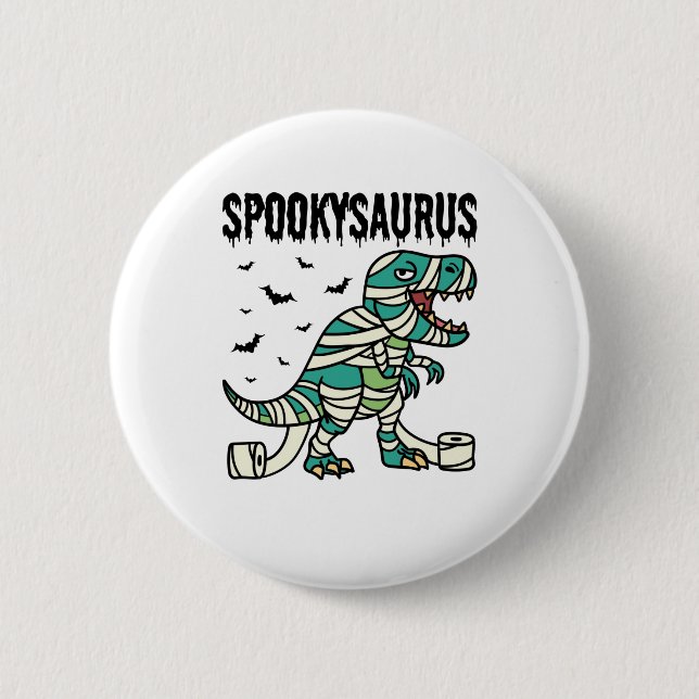 Badge Rond 5 Cm Spookysaurus Halloween Dinosaure T-Rex (Devant)