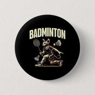 Badge Rond 5 Cm Sport Badminton passionné de chats Feline Kitten L