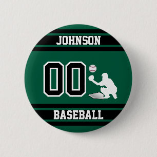 Badge Rond 5 Cm Sport Baseball - Catcher - Vert - Créer votre prop