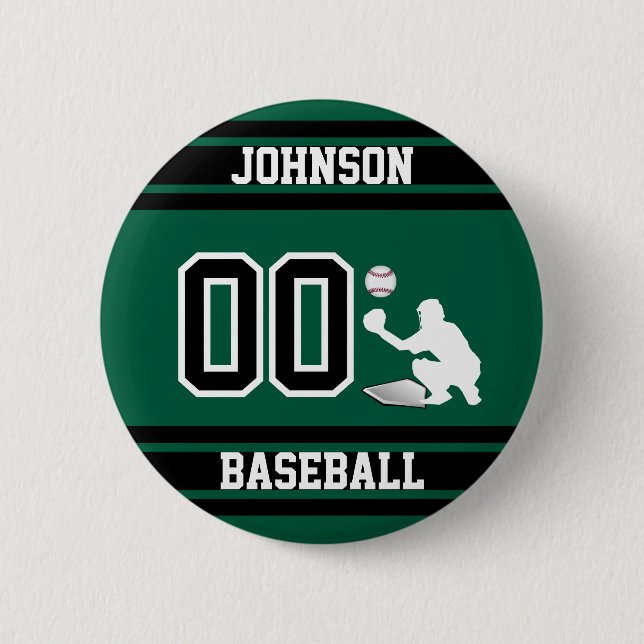 Badge Rond 5 Cm Sport Baseball - Catcher - Vert - Créer votre prop (Devant)