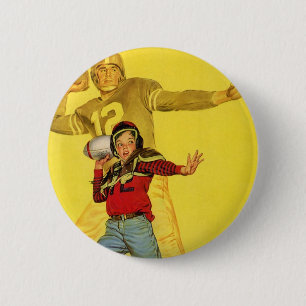 Badge Rond 5 Cm Sport vintage, le garçon comme futur quart-arrière