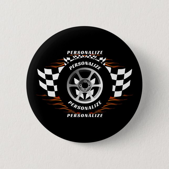 Badge Rond 5 Cm Sport Voiture Racing Personnaliser À damiers Drape (Devant)