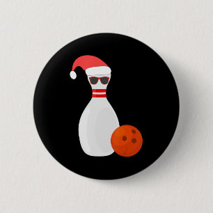 Badge Rond 5 Cm Sports Christmas Bowling - Snowman Bowling