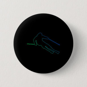 Badge Rond 5 Cm Sports d'hiver de ski masculin Skieur
