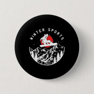 Badge Rond 5 Cm Sports d'hiver Extreme Snowboardeur Montagnes Down