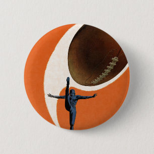 Badge Rond 5 Cm Sports vintages, footballeur qui frappe le ballon