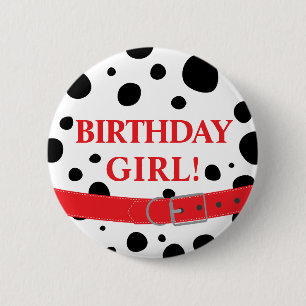 Badge Rond 5 Cm Spots dalmatiens Anniversaire fille ou garçon