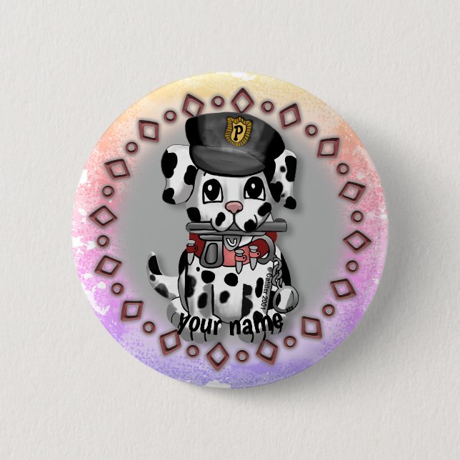 Badge Rond 5 Cm Spotty Police Chien bouton (Devant)
