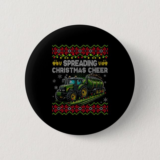 Badge Rond 5 Cm Spreading Christmas Cheer Farming Tractor Ugly Swe (Devant)