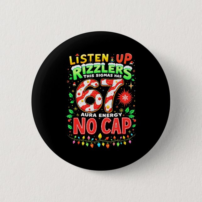 Badge Rond 5 Cm Square Root 4489 Six Seven Christmas Funny 67 Meme (Devant)
