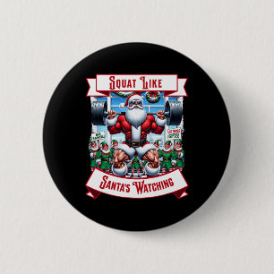Badge Rond 5 Cm Squat Comme Père Noël En Regardant Elf Xmas Corres