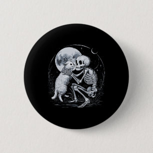 Badge Rond 5 Cm Squelette Chat Crâne Kitty Cute Goth Halloween Cos