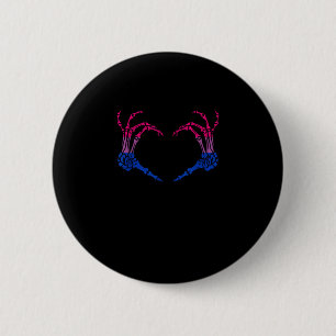 Badge Rond 5 Cm Squelette Coeur Bisexuel Lgbt-Q Pride Crâne Main
