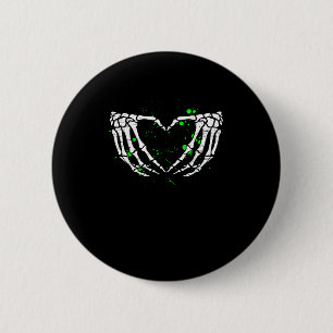 Badge Rond 5 Cm Squelette Coeur de la main Costume Halloween
