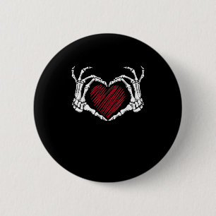 Badge Rond 5 Cm Squelette Coeur main signe costume tendance Hallow