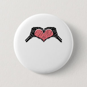 Badge Rond 5 Cm Squelette Coeur main signe Valentines Jour Classiq