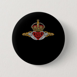Badge Rond 5 Cm Squelette Couleur Claddagh