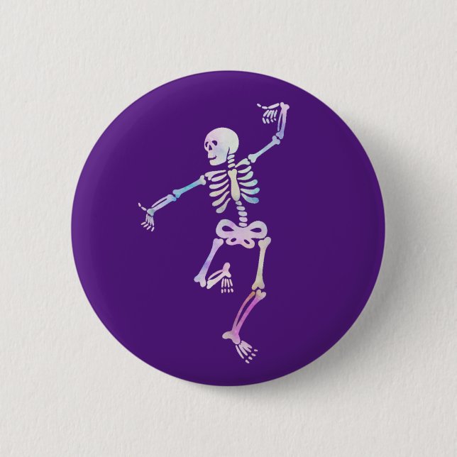 Badge Rond 5 Cm Squelette dansant Aquarelle    (Devant)