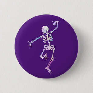 Badge Rond 5 Cm Squelette dansant Aquarelle