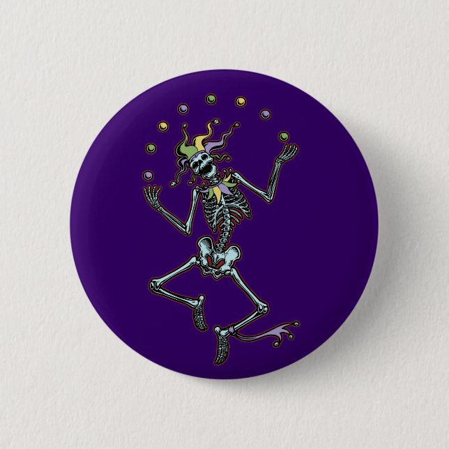 Badge Rond 5 Cm Squelette de jonglerie de farceur (Devant)