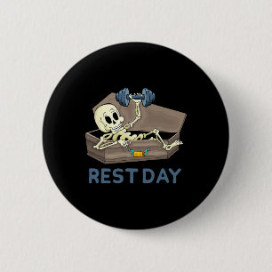 Badge Rond 5 Cm Squelette de levage de poids de musculation drôle