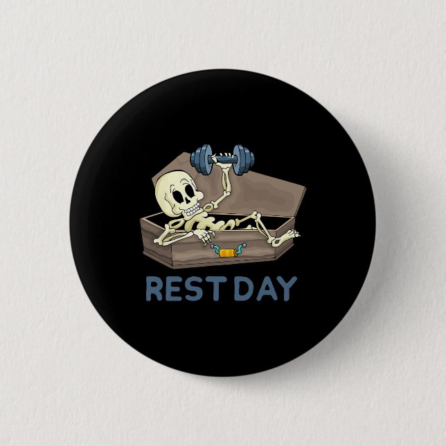 Badge Rond 5 Cm Squelette de levage de poids de musculation drôle  (Devant)