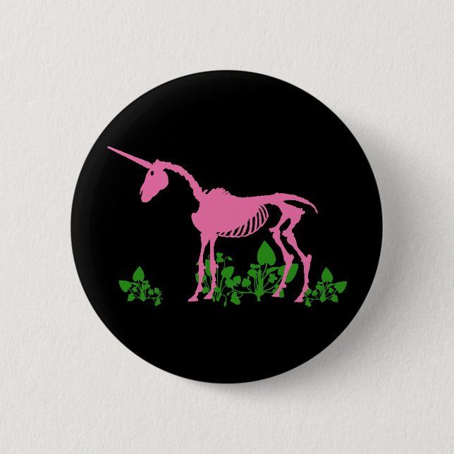 Badge Rond 5 Cm Squelette de licorne rose (Devant)