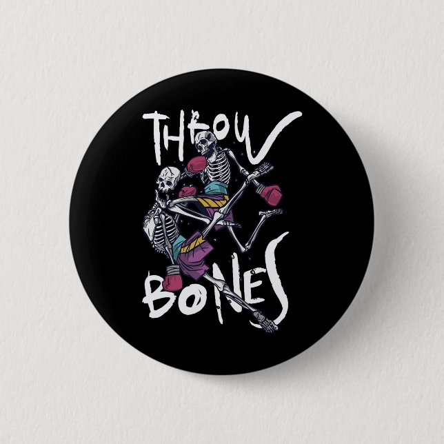Badge Rond 5 Cm Squelette de Muay Thai - Boxe thaïlandaise et kick (Devant)