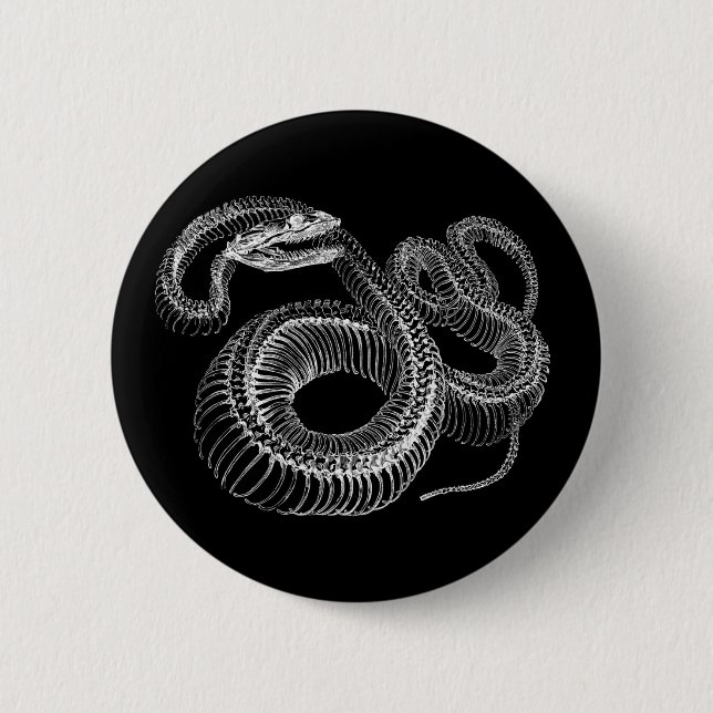 Badge Rond 5 Cm Squelette de serpent à sonnettes (Devant)