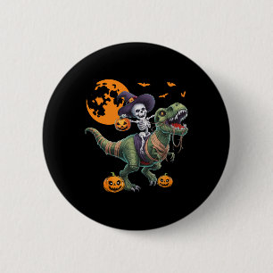 Badge Rond 5 Cm Squelette de sorcière chevauchant un dinosaure T R